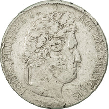 France, Louis-Philippe, 5 Francs, 1845, Strasbourg, VG(8-10), Silver, KM:749.3