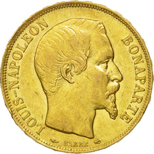 Francia, Napoleon III, 20 Francs, 1852, Paris, MBC, Oro, KM:774