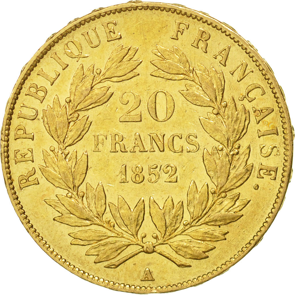 France, Napoleon III, 20 Francs, 1852, Paris, EF(40-45), Gold, KM 774