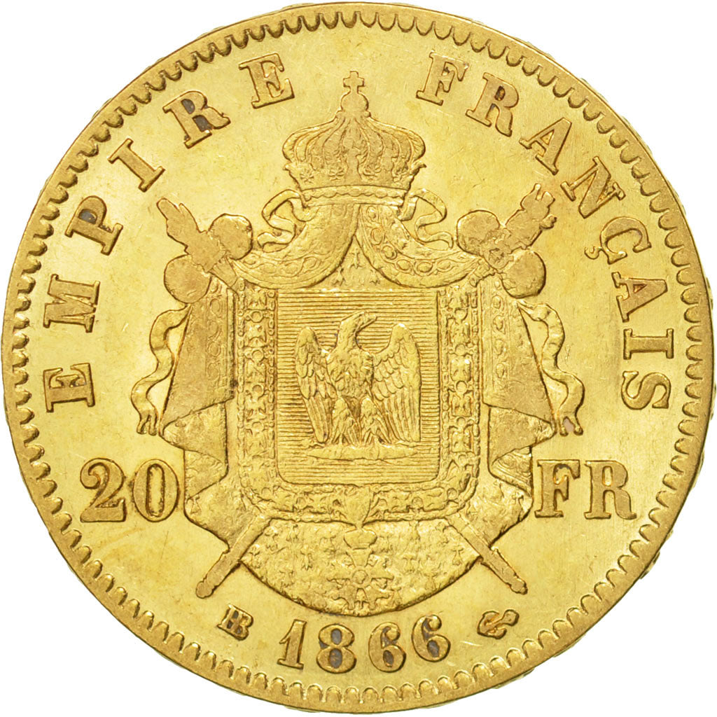 Coin, France, Napoleon III, Napoléon III, 20 Francs, 1866, Strasbourg