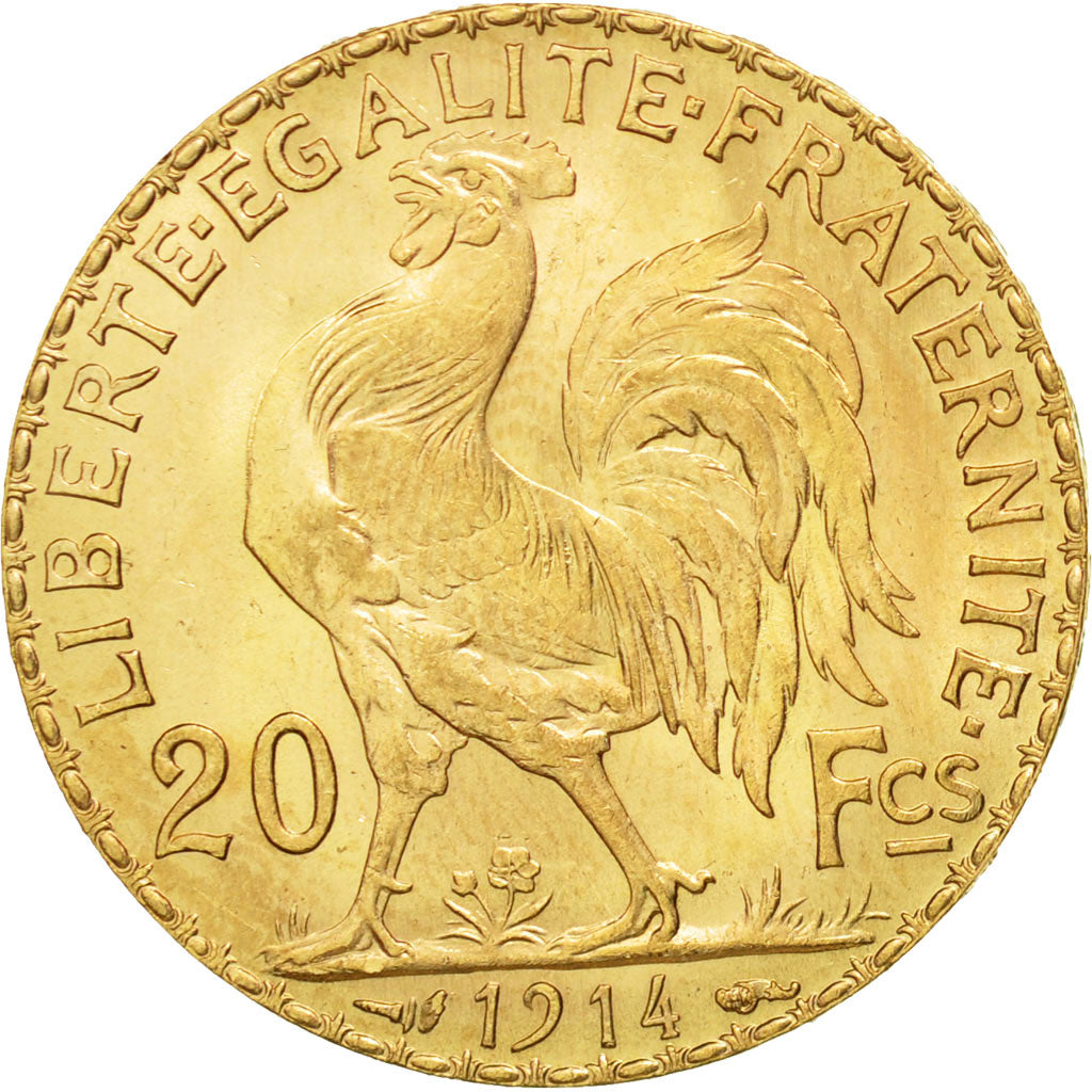 Moneda, Francia, Marianne, 20 Francs, 1914, EBC+, Oro, KM:857, Gadoury:1064