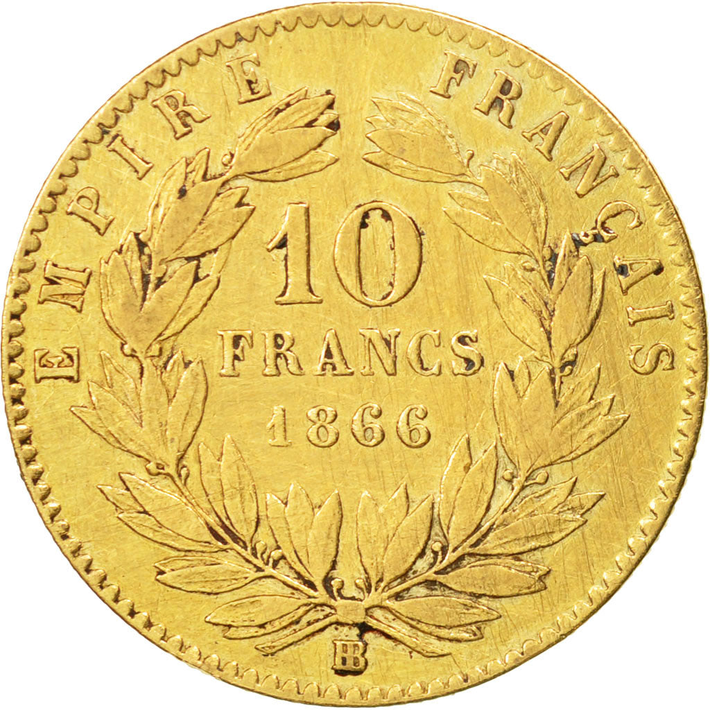 Munten, Frankrijk, Napoleon III, Napoléon III, 10 Francs, 1866, Strasbourg, ZF