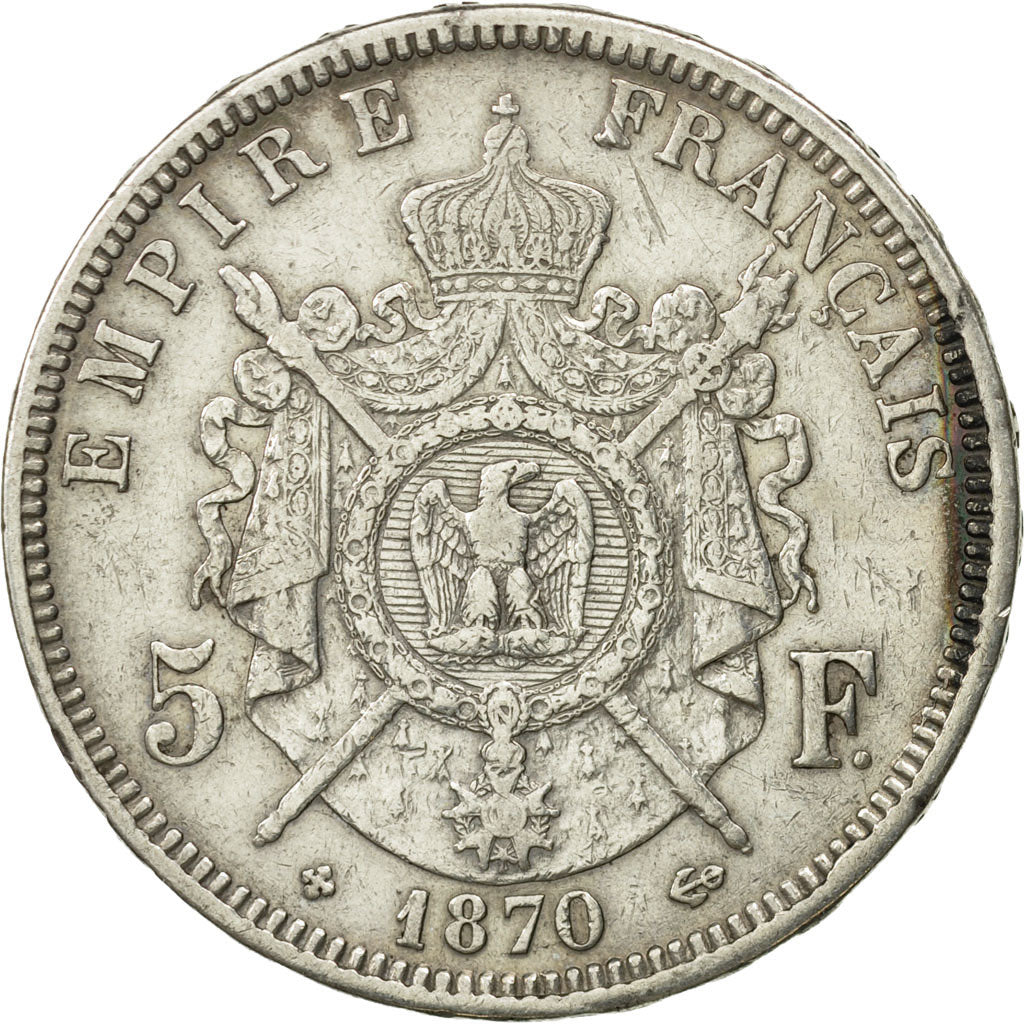 Monnaie, France, Napoléon III, 5 Francs, 1870, Strasbourg, TTB, Argent