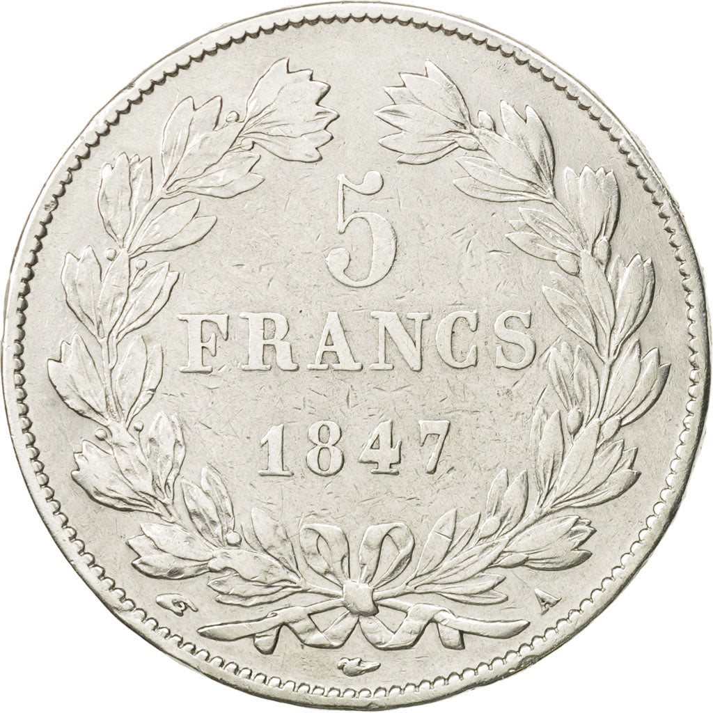 Coin, France, Louis-Philippe, 5 Francs, 1847, Paris, EF(40-45), Silver