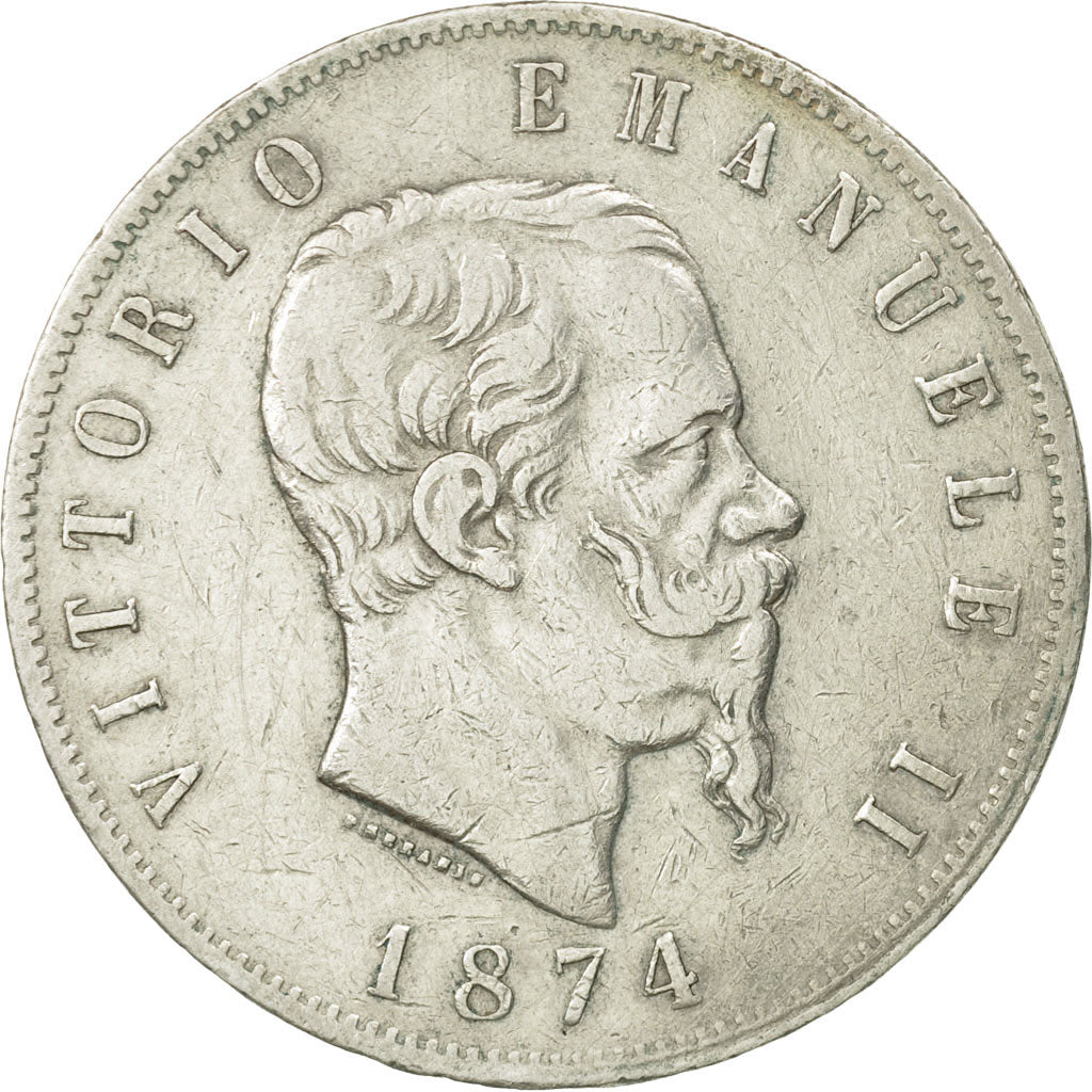 Monnaie, Italie, Vittorio Emanuele II, 5 Lire, 1874, Milan, TTB, Argent, KM:8.3