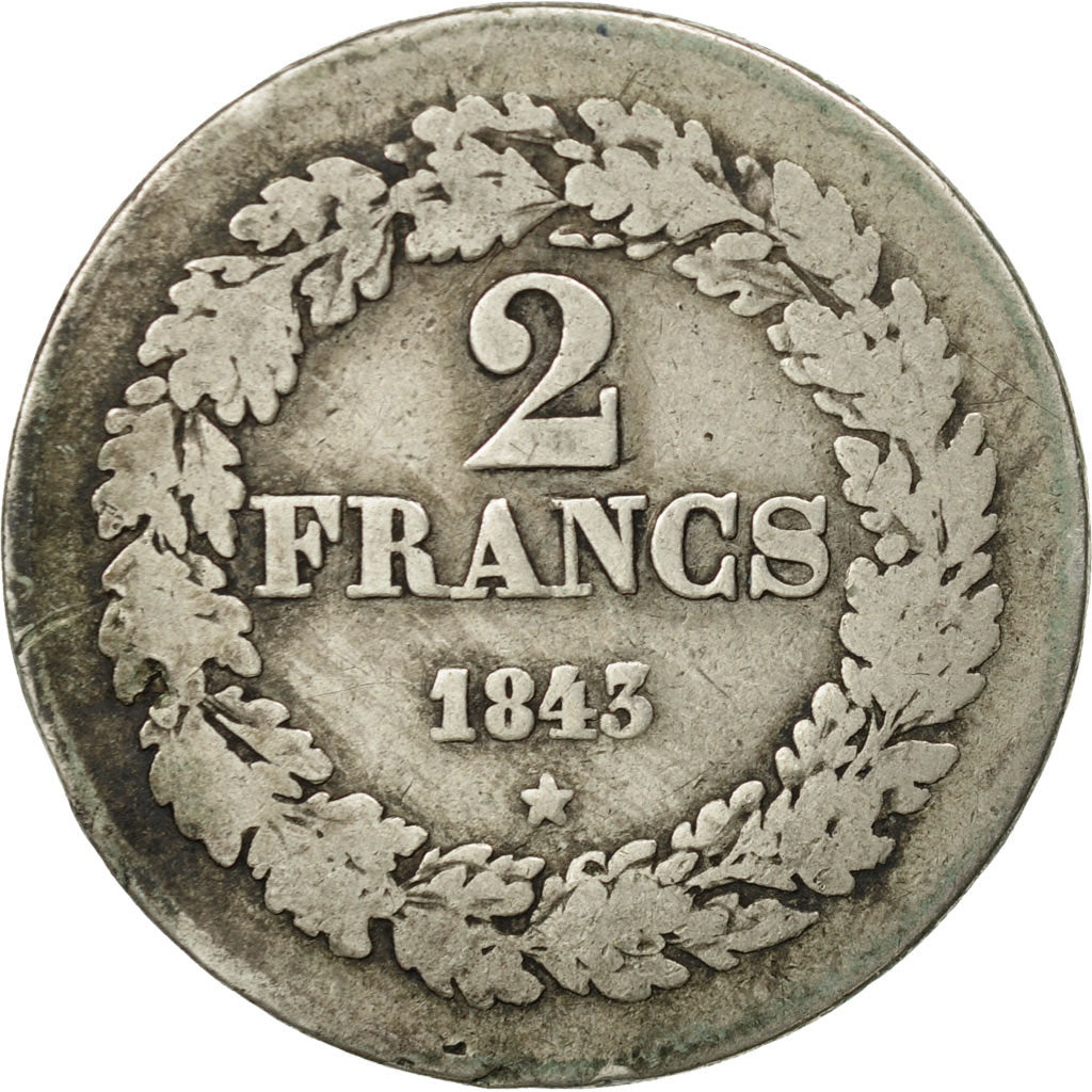 Coin, Belgium, Leopold I, 2 Francs, 2 Frank, 1843, VF(20-25), Silver, KM:9.2