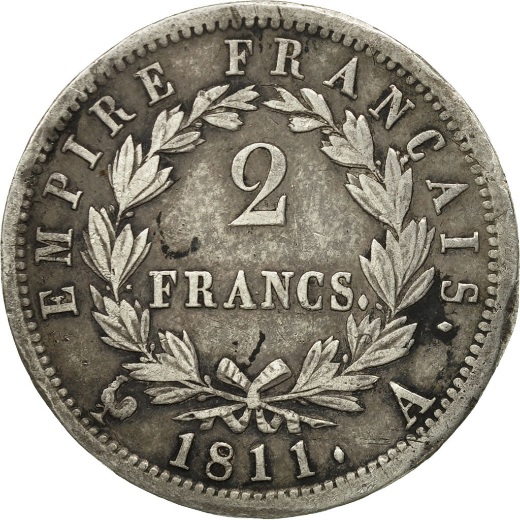 France, Napoléon I, 2 Francs, 1811, Paris, TTB, Argent, KM:693.1, Gadoury:501