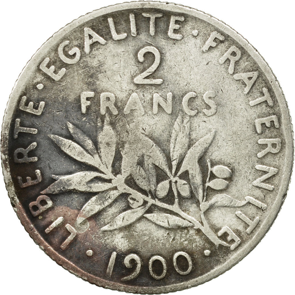 France, Semeuse, 2 Francs, 1900, Paris, VF(30-35), Silver, KM:845.1, Gadoury:532