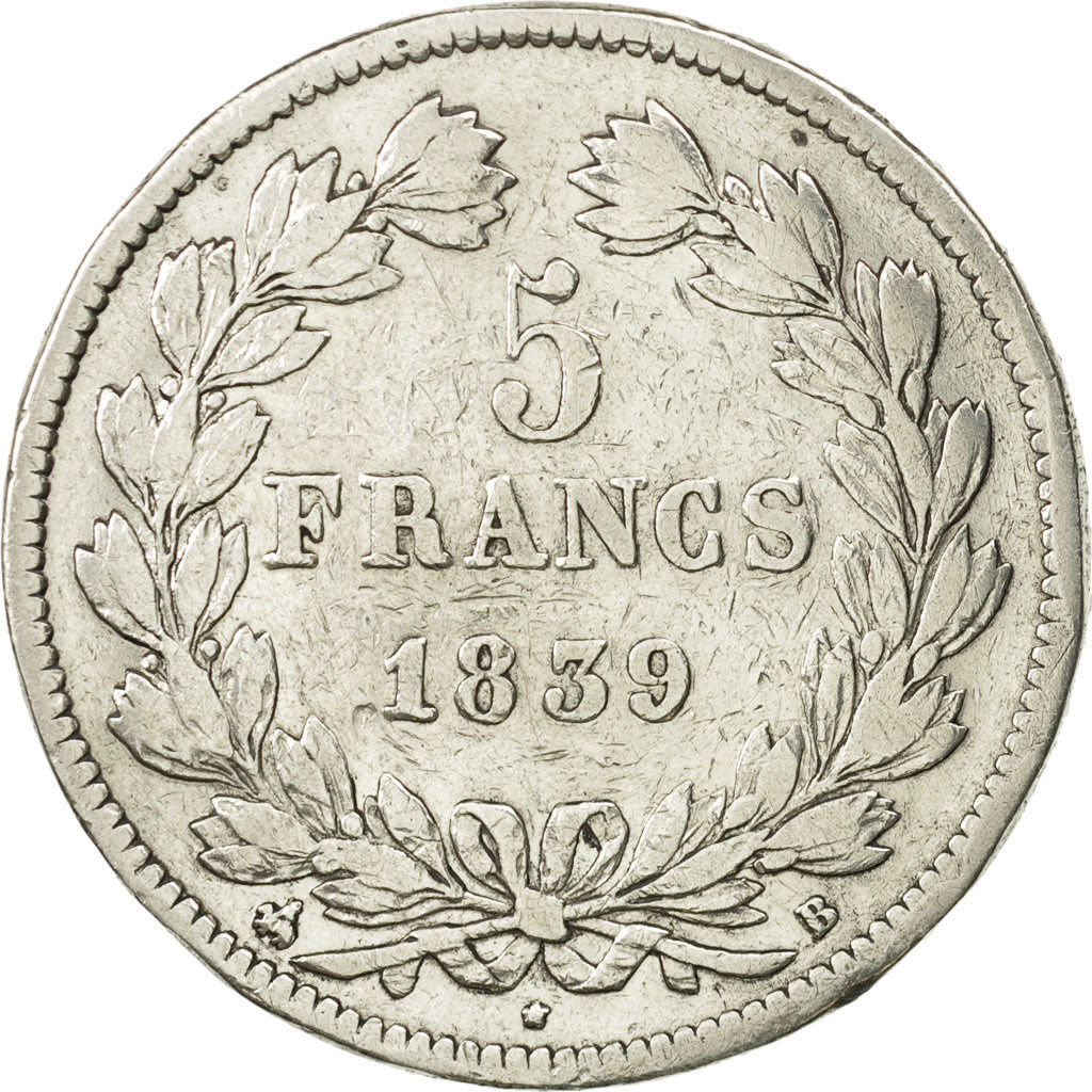 France, Louis-Philippe, 5 Francs, 1839, Rouen, VF(30-35), Silver, KM:749.2