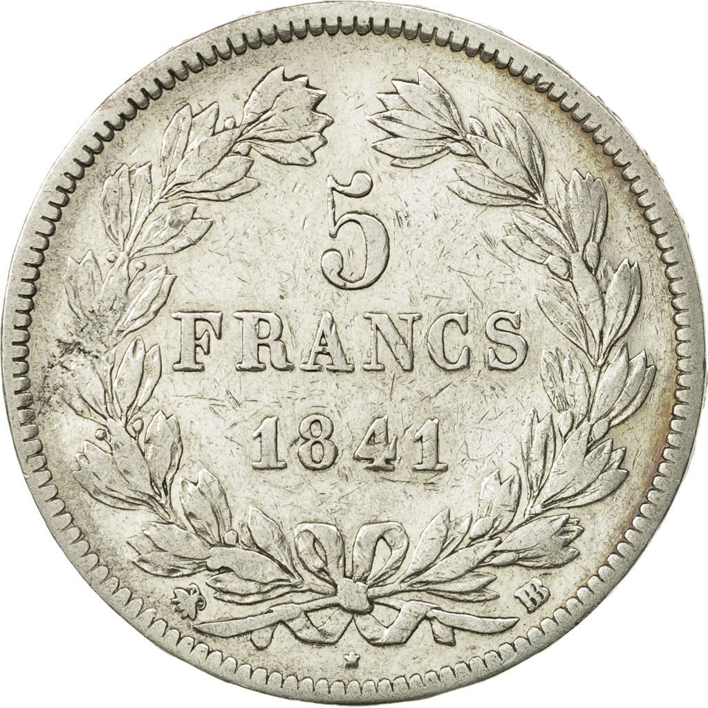 Münze, Frankreich, Louis-Philippe, 5 Francs, 1841, Strasbourg, S, Silber