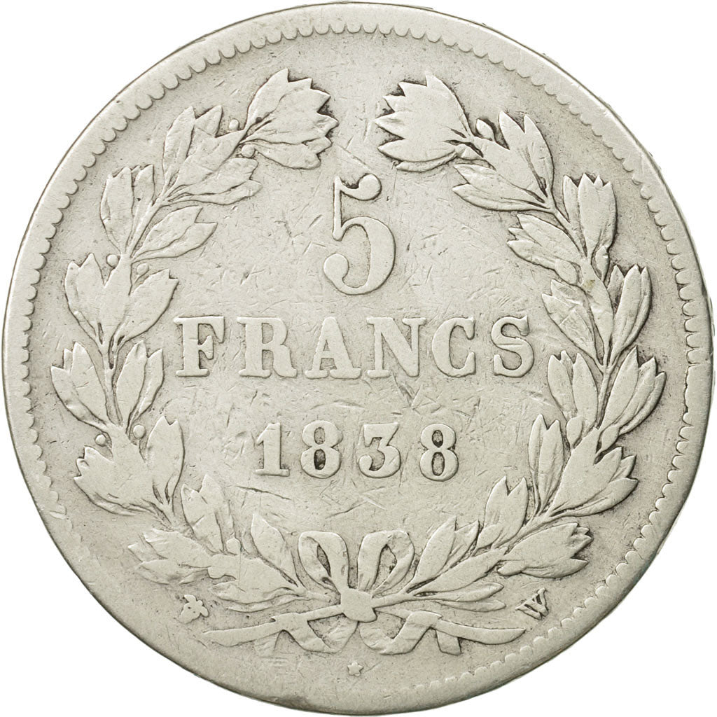 Monnaie, France, Louis-Philippe, 5 Francs, 1838, Lille, TB, Argent, KM:749.13