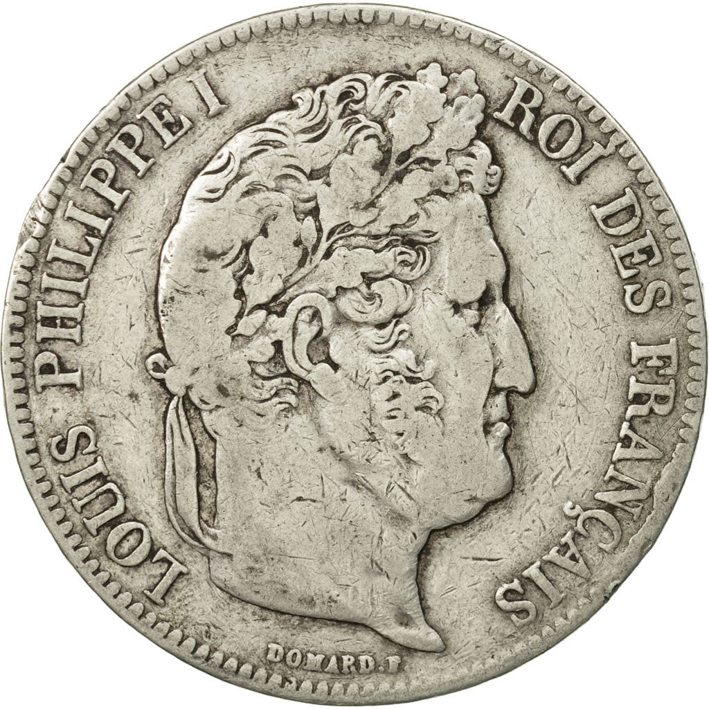 Coin, France, Louis-Philippe, 5 Francs, 1839, Lyon, VF(20-25), Silver, KM:749.4