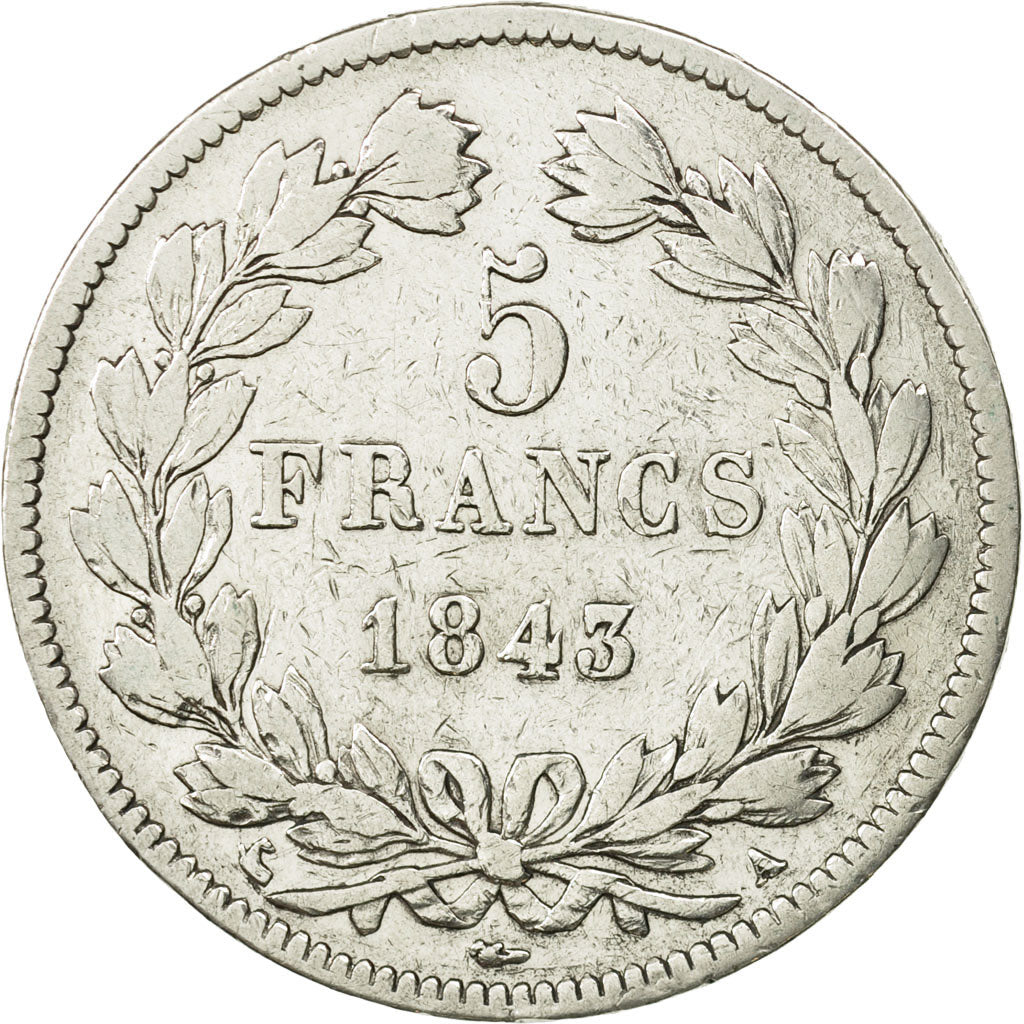 France, Louis-Philippe, 5 Francs, 1843, Paris, VF(20-25), Silver, KM:749.1