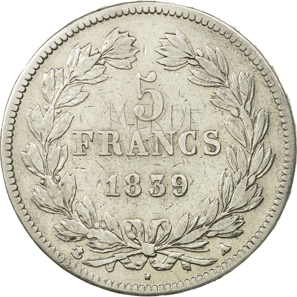 France, Louis-Philippe, 5 Francs, 1839, Paris, VF(30-35), Silver, KM:749.1