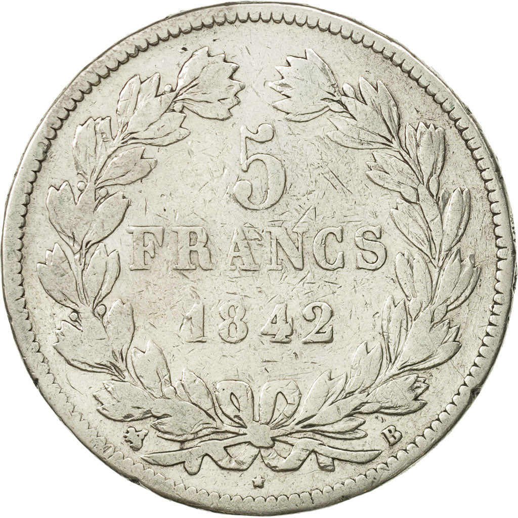 France, Louis-Philippe, 5 Francs, 1842, Strasbourg, F(12-15), Silver, KM:749.3