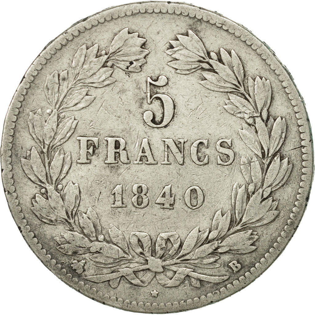 Coin, France, Louis-Philippe, 5 Francs, 1840, Strasbourg, VF(20-25), Silver