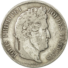 Coin, France, Louis-Philippe, 5 Francs, 1842, Bordeaux, VF(30-35), Silver