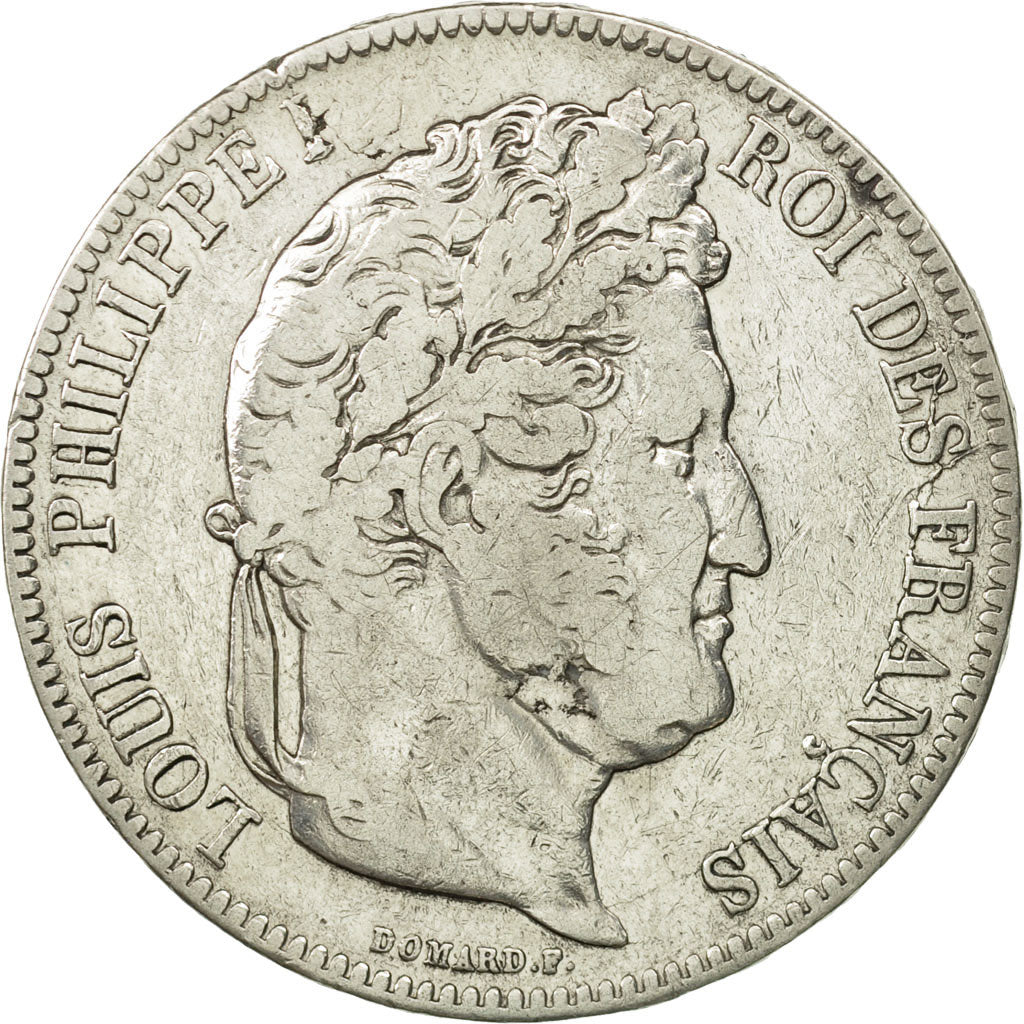 Munten, Frankrijk, Louis-Philippe, 5 Francs, 1842, Strasbourg, FR+, Zilver