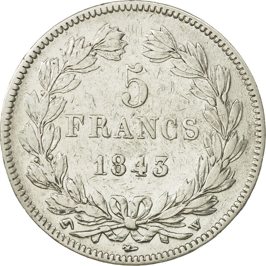 Coin, France, Louis-Philippe, 5 Francs, 1843, Lille, VF(30-35), Silver