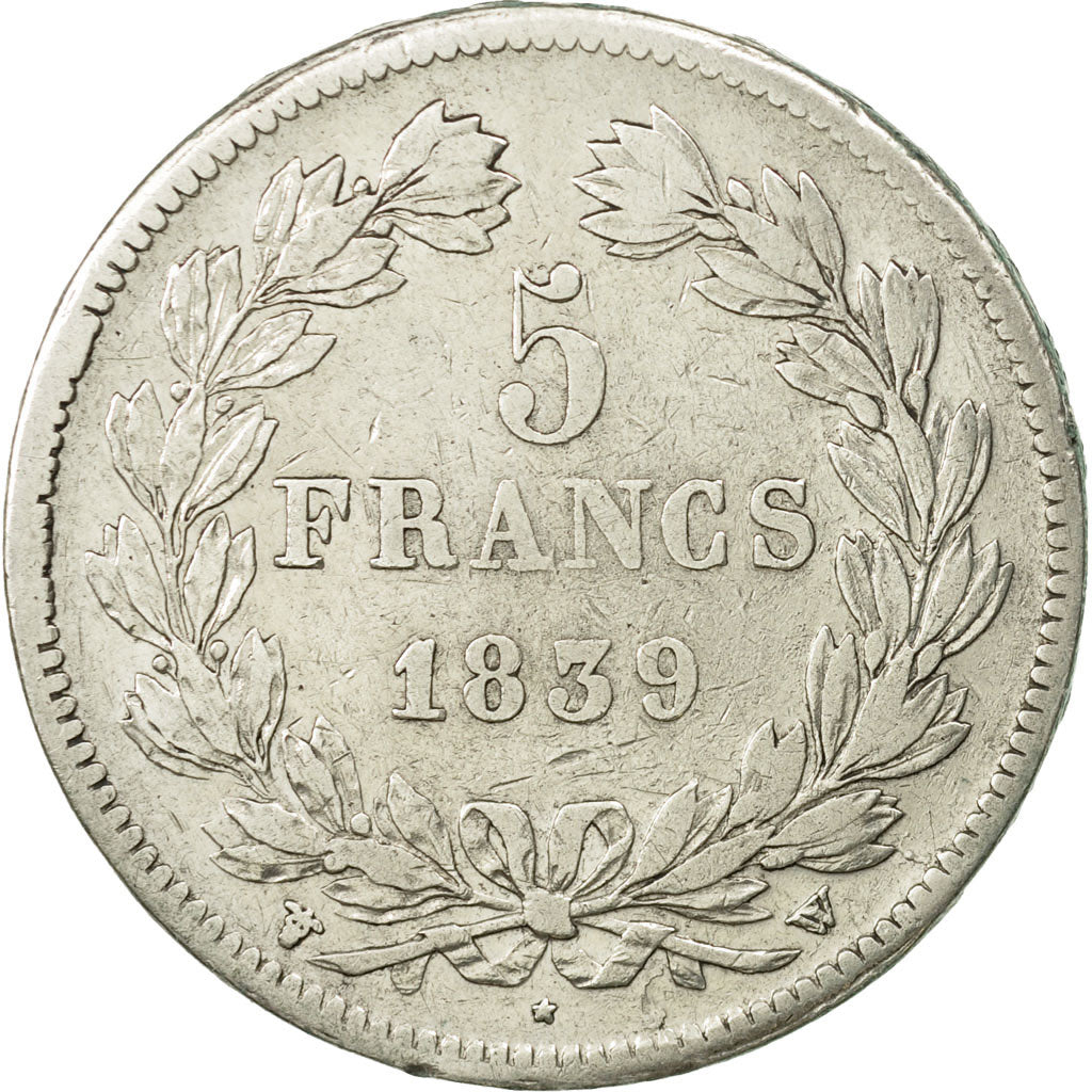 Coin, France, Louis-Philippe, 5 Francs, 1839, Lille, VF(30-35), Silver