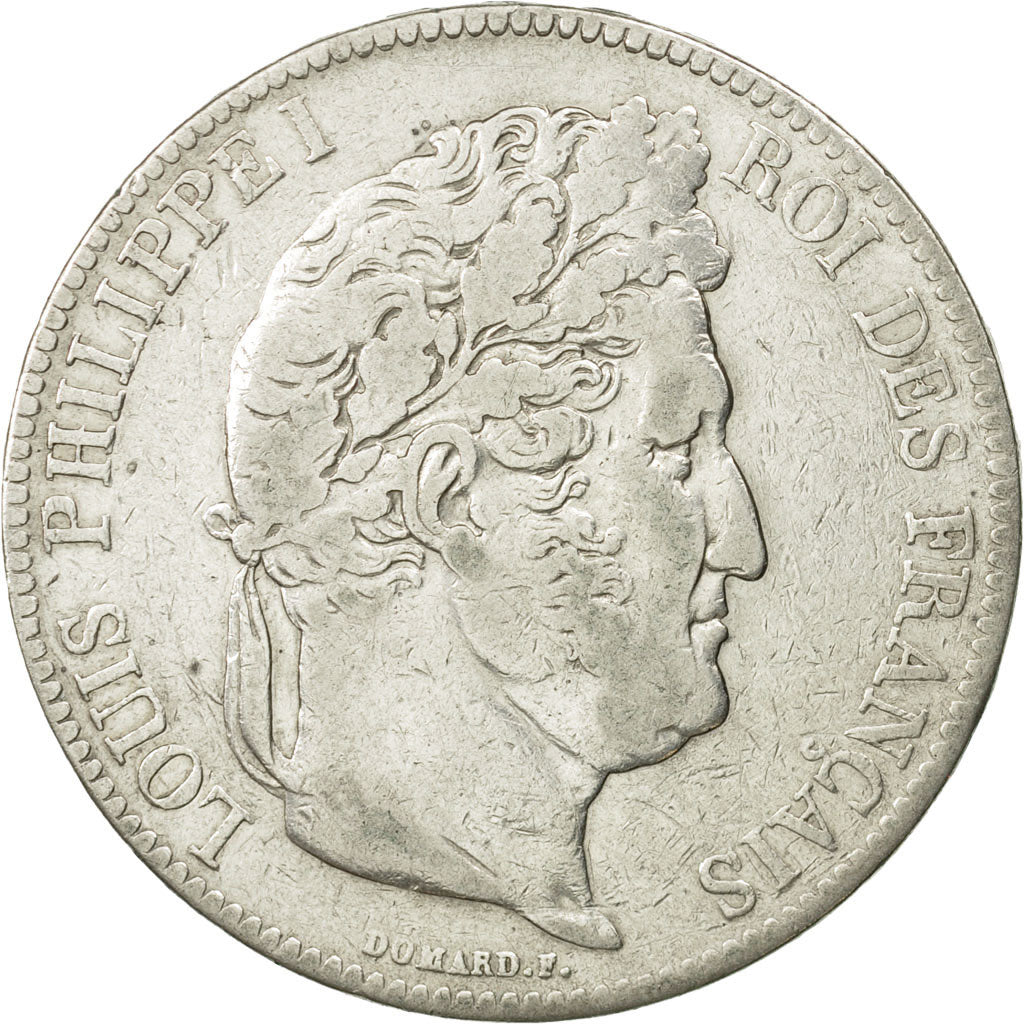 Munten, Frankrijk, Louis-Philippe, 5 Francs, 1837, Strasbourg, FR+, Zilver