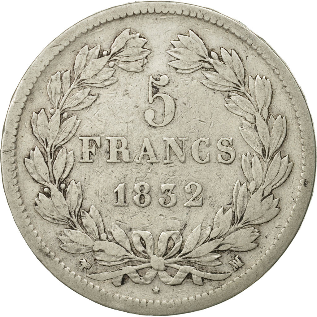 France, Louis-Philippe, 5 Francs, 1832, Marseille, F(12-15), Silver, KM:749.10