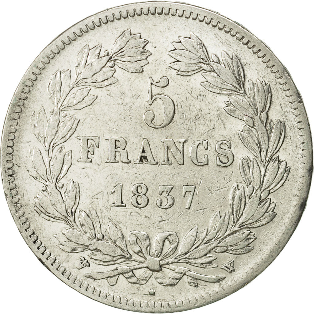France, Louis-Philippe, 5 Francs, 1837, Lille, EF(40-45), Silver, KM:749.13