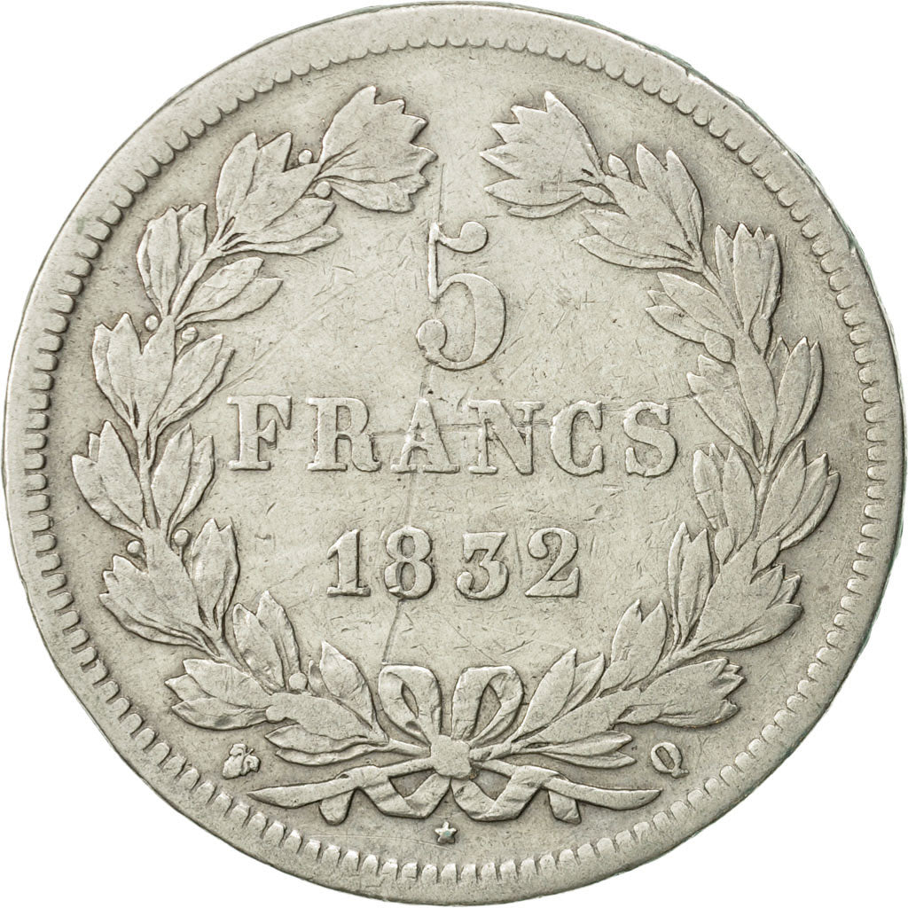 France, Louis-Philippe, 5 Francs, 1832, Perpignan, VF(20-25), Silver, KM:749.11