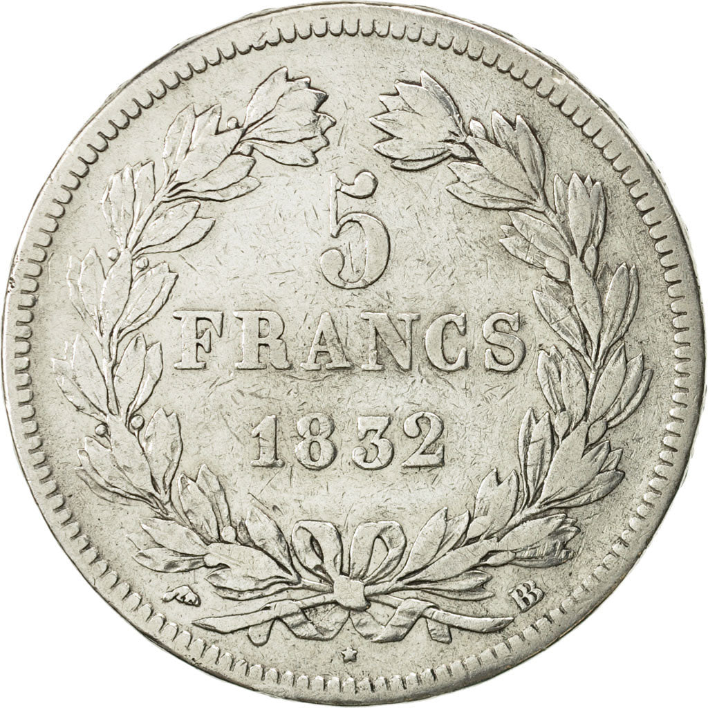 France, Louis-Philippe, 5 Francs, 1832, Strasbourg, TB, Argent, KM:749.3,Gad 678