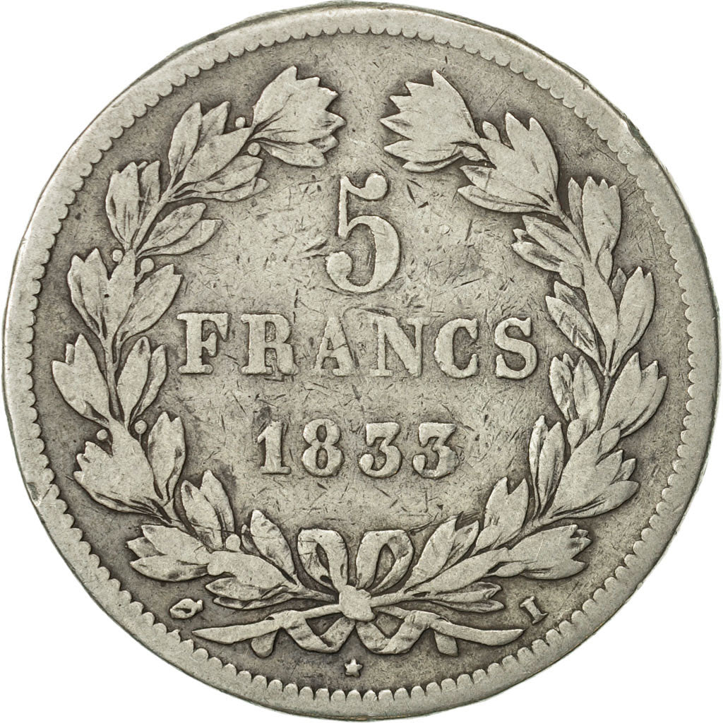 Münze, Frankreich, Louis-Philippe, 5 Francs, 1833, Limoges, SGE+, Silber