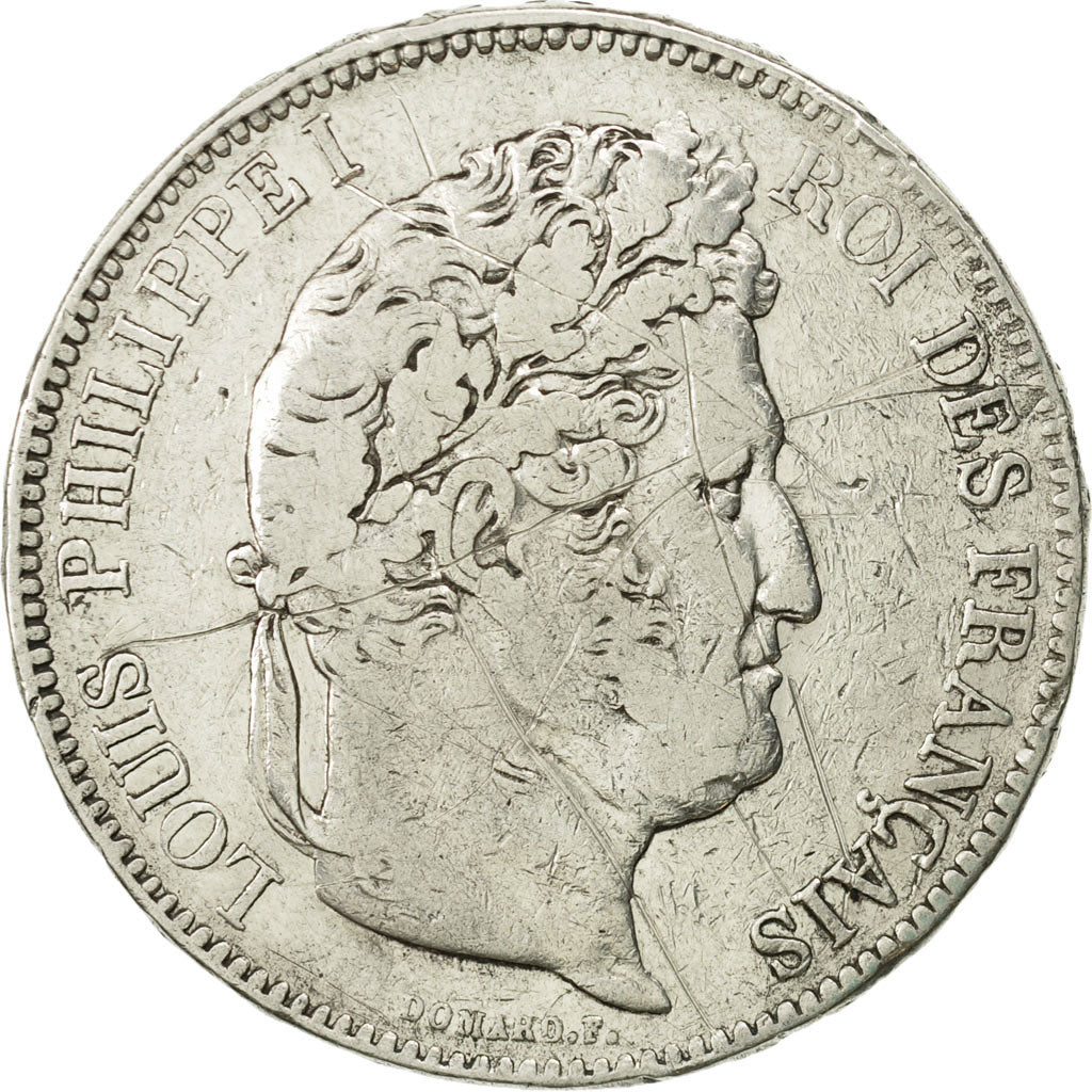 France, Louis-Philippe, 5 Francs, 1833, Toulouse, F(12-15), Silver, KM:749.9