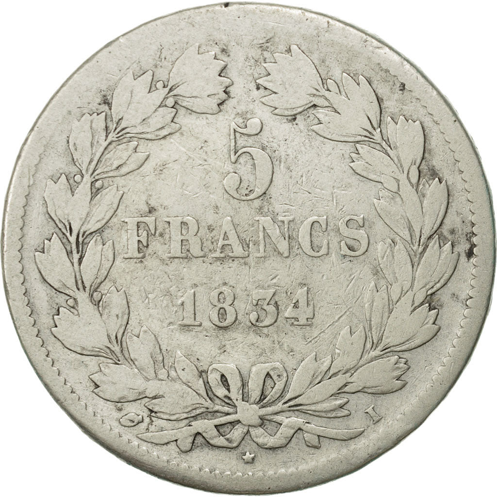 Coin, France, Louis-Philippe, 5 Francs, 1834, Limoges, F(12-15), Silver