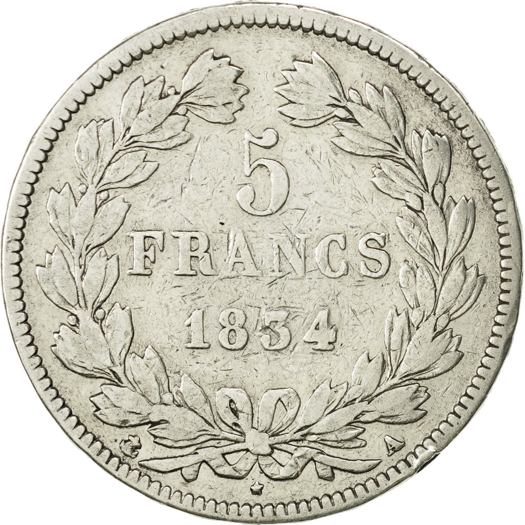 France, Louis-Philippe, 5 Francs, 1834, Paris, F(12-15), Silver, KM:749.1