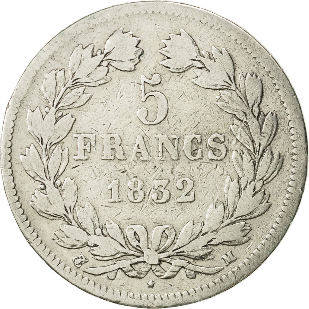 France, Louis-Philippe, 5 Francs, 1832, Toulouse, F(12-15), Silver, KM:749.9