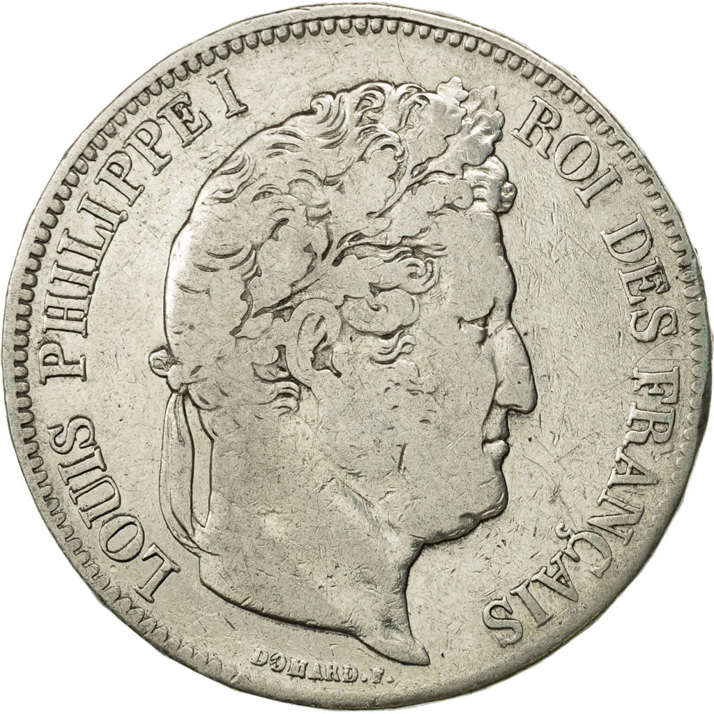 France, Louis-Philippe, 5 Francs, 1833, La Rochelle, VF(20-25), Silver, KM 749.5