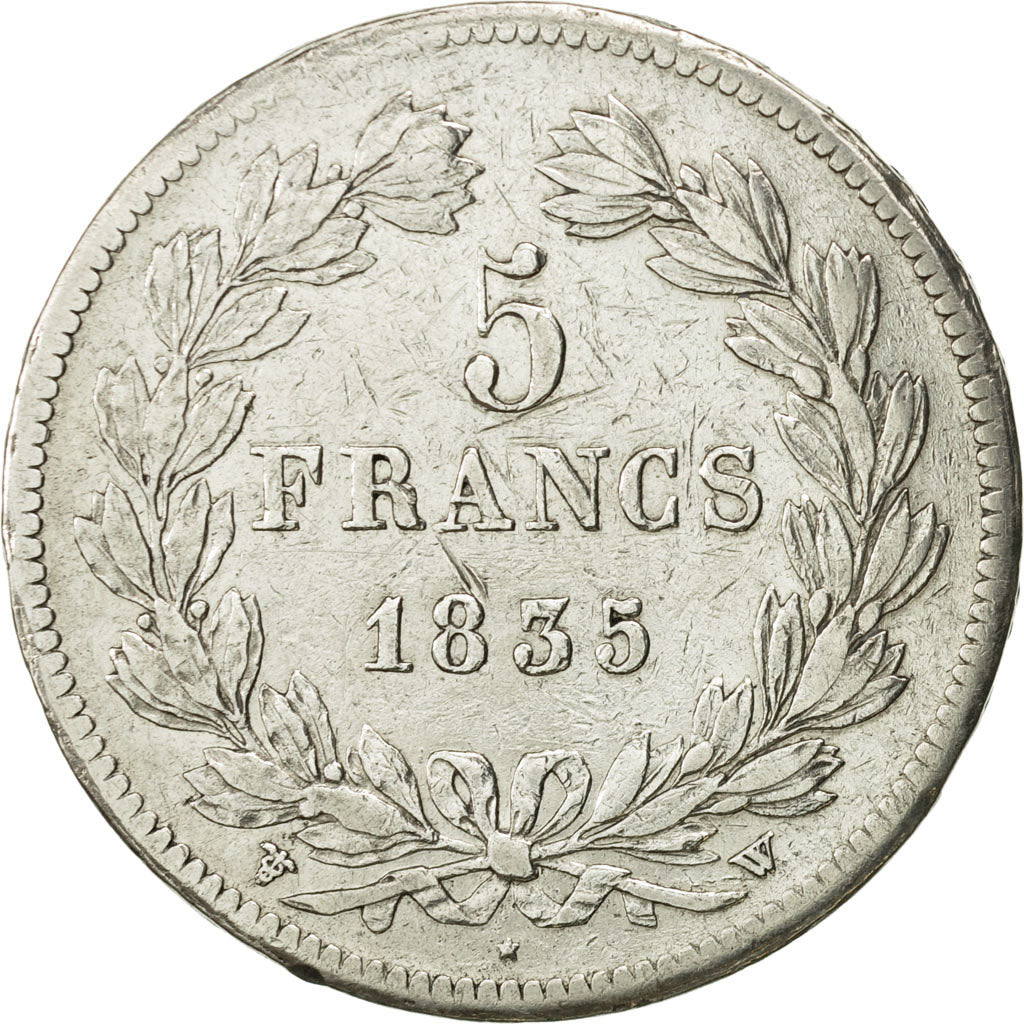 France, Louis-Philippe, 5 Francs, 1835, Lille, VF(20-25), Silver, KM:749.13