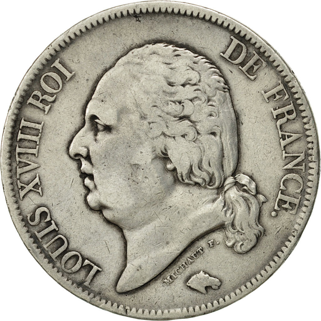 France, Louis XVIII, 5 Francs, 1817, Bordeaux, VF(20-25), Silver, KM:711.7