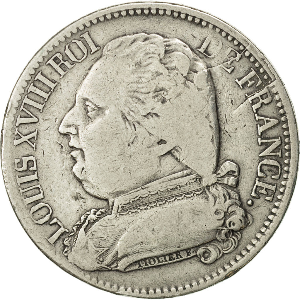 France, Louis XVIII, 5 Francs, 1815, Perpignan, TB+, Argent, KM 702.11, Gad 591