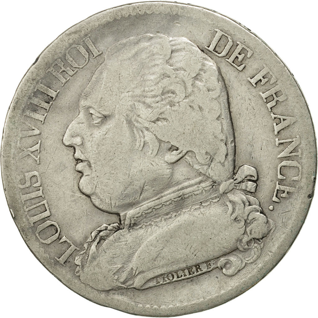 France, Louis XVIII, 5 Francs, 1814, Bayonne, TB, Argent, KM:702.8, Gad 591