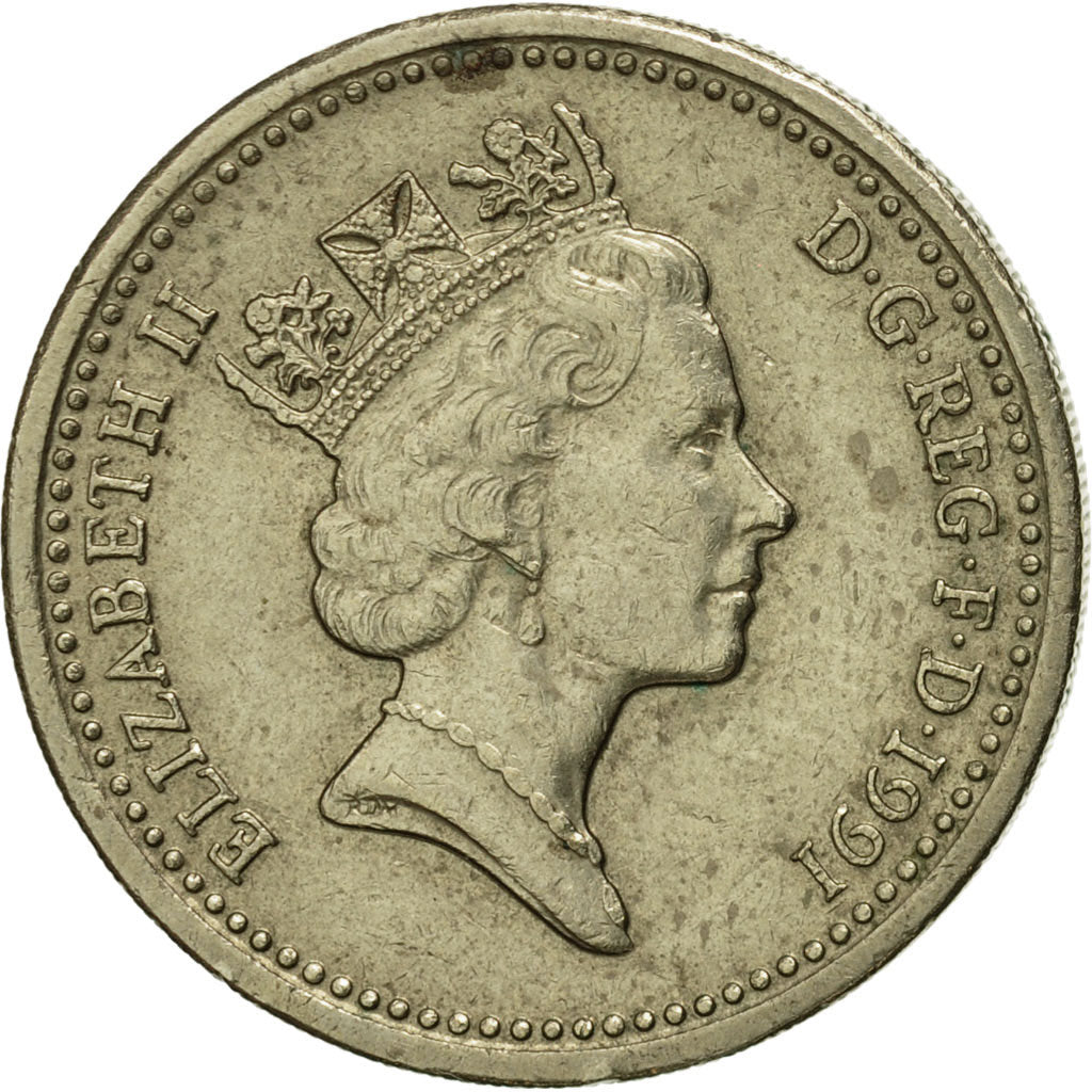 Great Britain, Elizabeth II, Pound, 1991, EF(40-45), Nickel-brass, KM:946