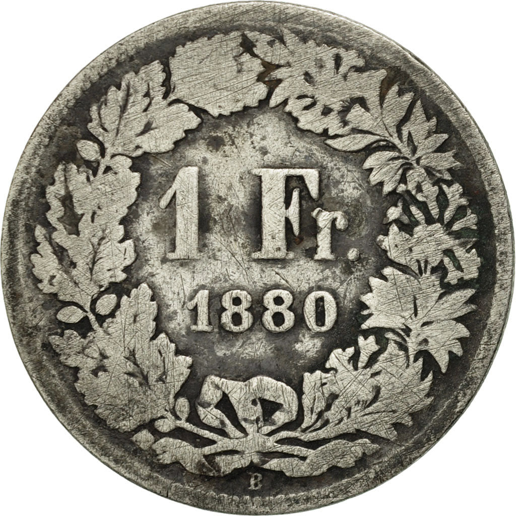Coin, Switzerland, Franc, 1880, Bern, F(12-15), Silver, KM:24