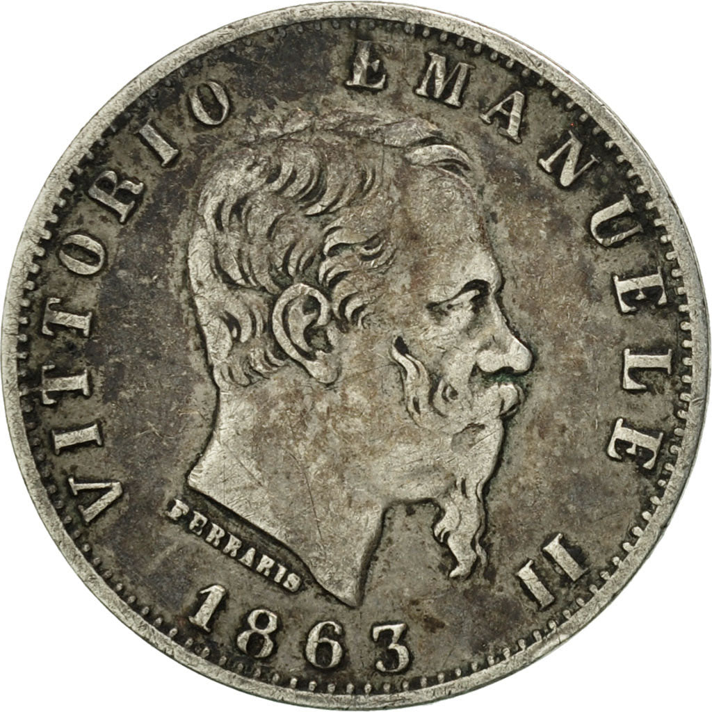 Coin, Italy, Vittorio Emanuele II, 20 Centesimi, 1863, Milan, EF(40-45), Silver