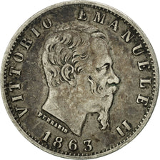 Coin, Italy, Vittorio Emanuele II, 20 Centesimi, 1863, Milan, EF(40-45), Silver
