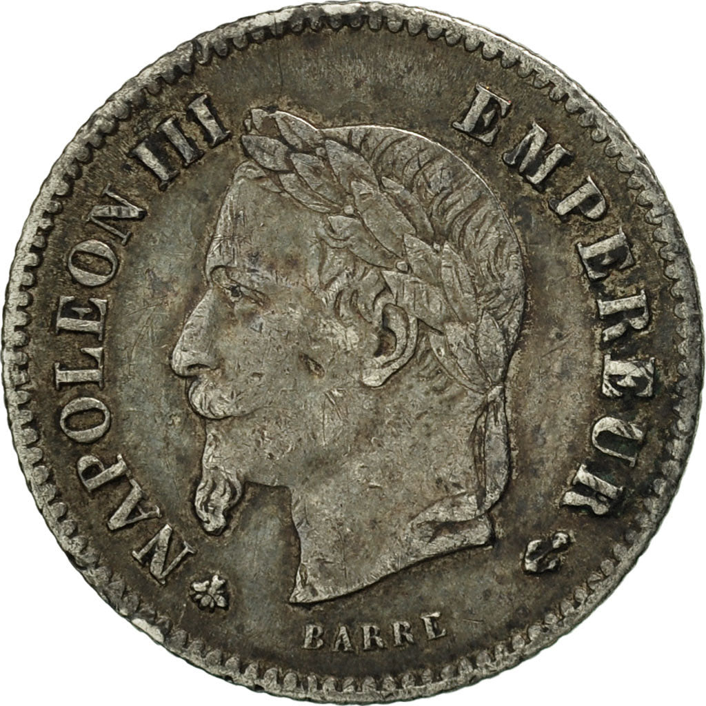 France, Napoleon III, 20 Centimes, 1867, Paris, EF(40-45), KM 808.1