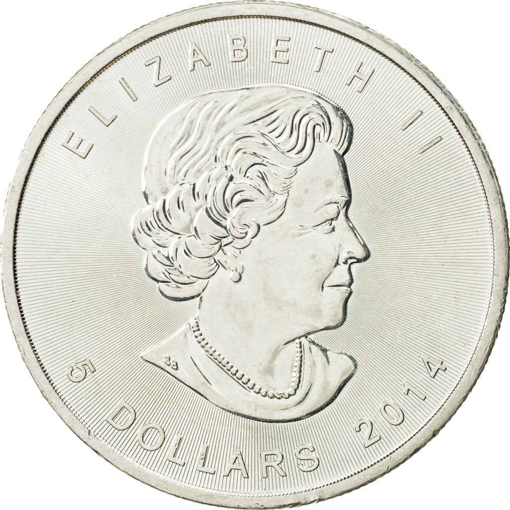 Moneta, Canada, 5 Dollars, 2014, AU(55-58), Srebro