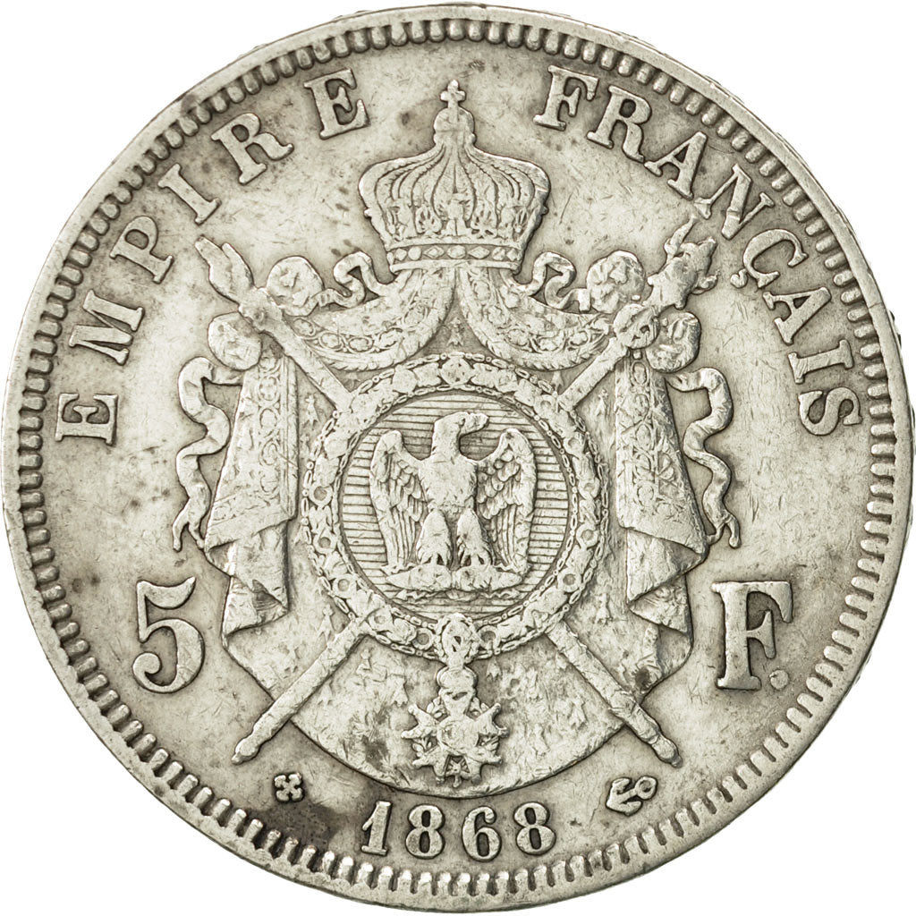 Coin, France, Napoléon III, 5 Francs, 1868, Strasbourg, EF(40-45), Silver