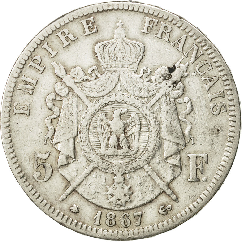 Coin, France, Napoleon III, Napoléon III, 5 Francs, 1867, Paris, EF(40-45)