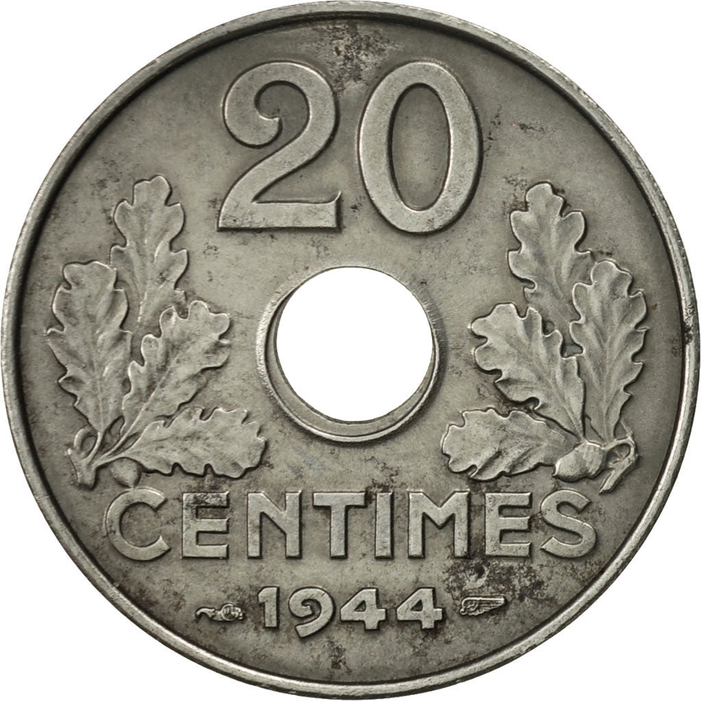 France, État français, 20 Centimes, 1944, EF(40-45), Iron, KM:900.2a