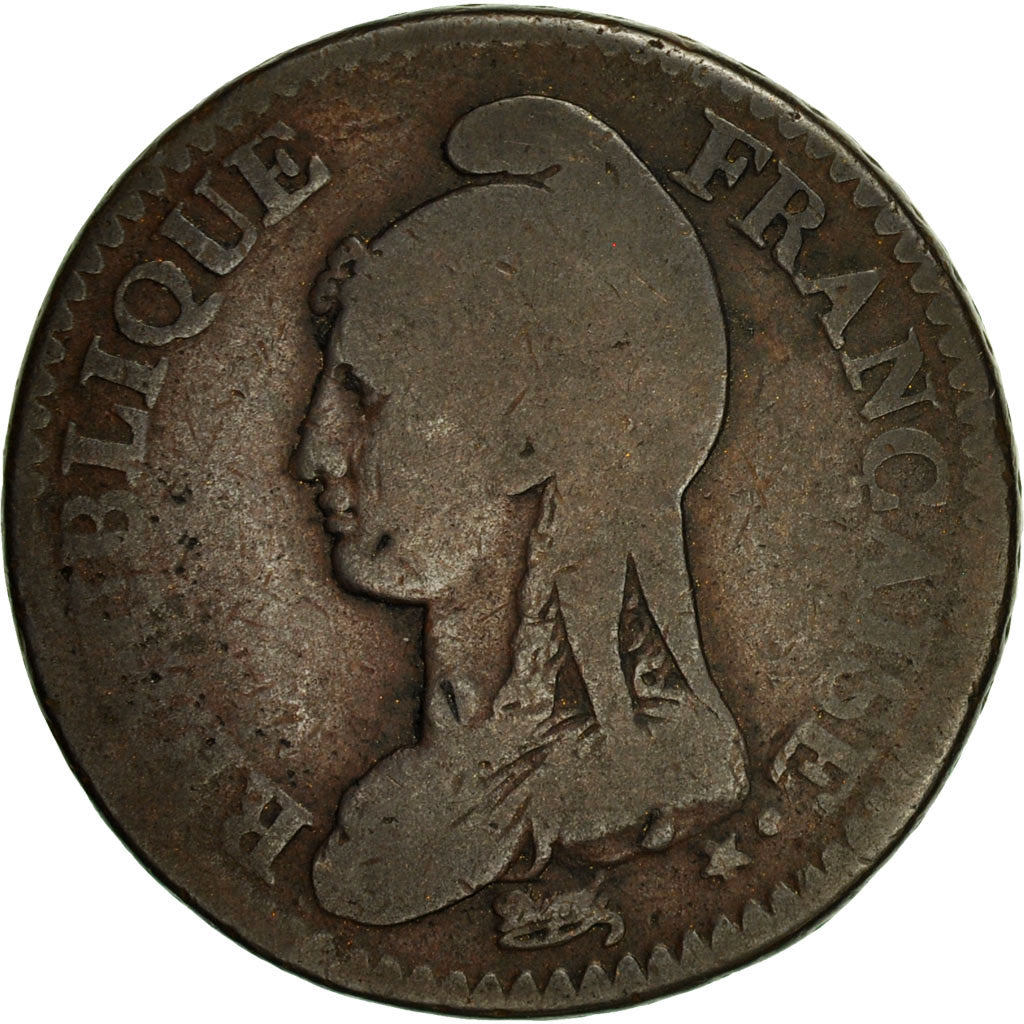 France, Dupré, 2 Décimes, 1795, Paris, VG(8-10), Bronze, KM:638.1, Gadoury:300