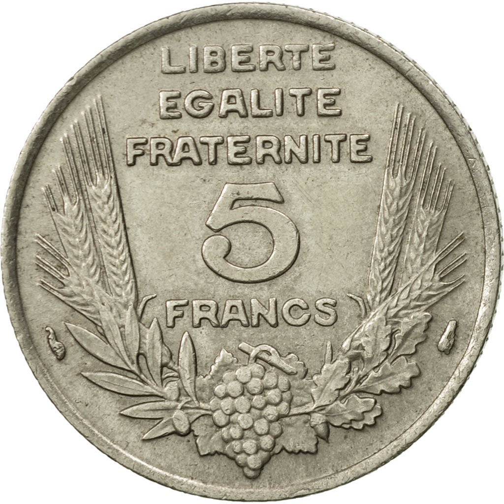 France, Bazor, 5 Francs, 1933, Paris, AU(50-53), Nickel, KM:887, Gadoury:753